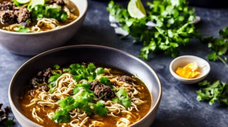 Фьюжн-рецепт супа с лапшой: сочетание тайского том-яма и японского рамэна с трюфельным маслом