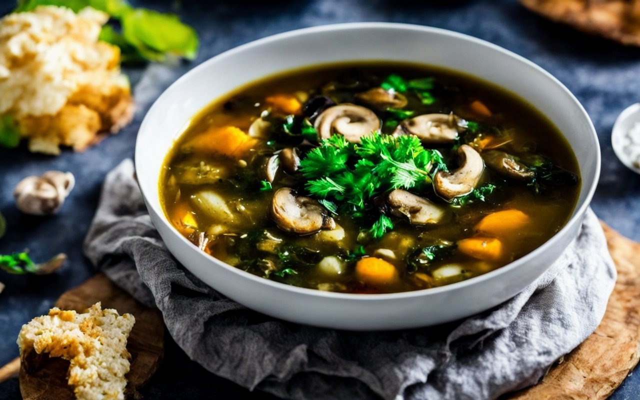 Фьюжн-версия азиатских супов: сочетание грибного и рыбного бульонов с редкими водорослями