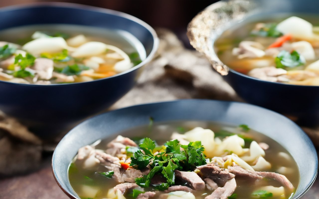 Фьюжн-рецепт: азиатский суп с уткой и говядиной в одном бульоне с двойной лапшой