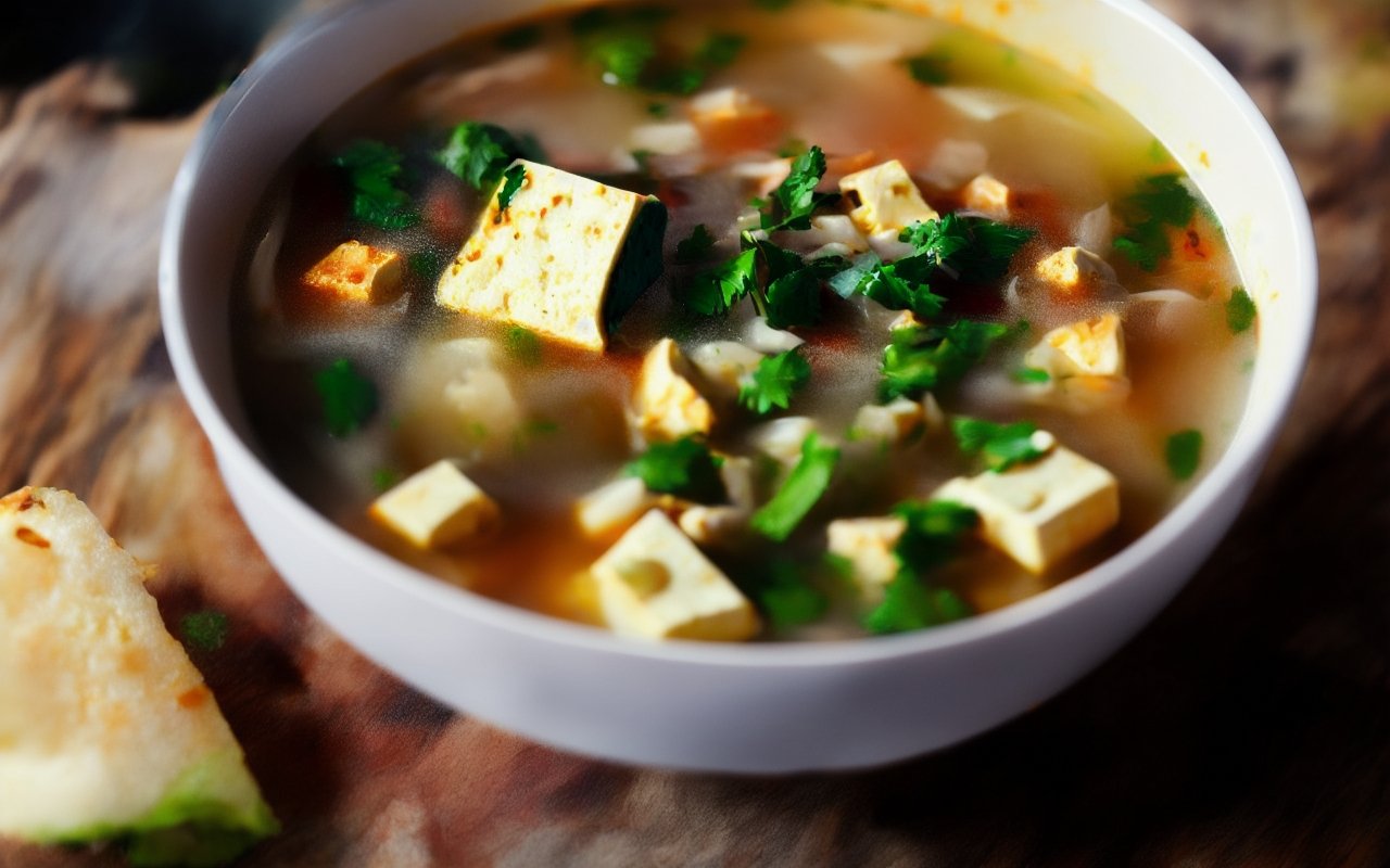 Фьюжн паназиатских супов: сырный том-ям с тофу и кимчи
