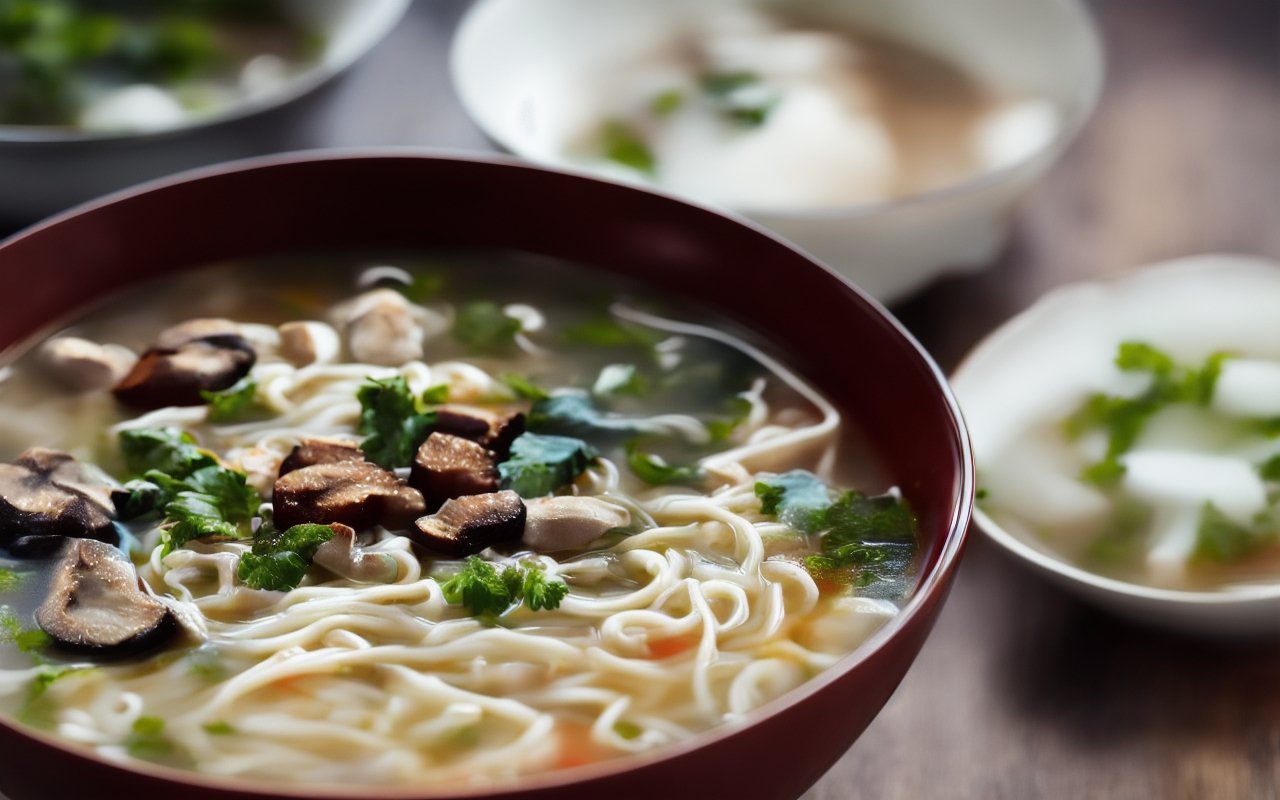 Секретный азиатский рецепт супа с лапшой на основе редкого гриба шиитаке