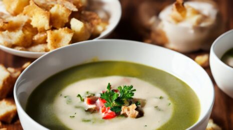 Аппетитный сливочный суп с хрустящими сухариками