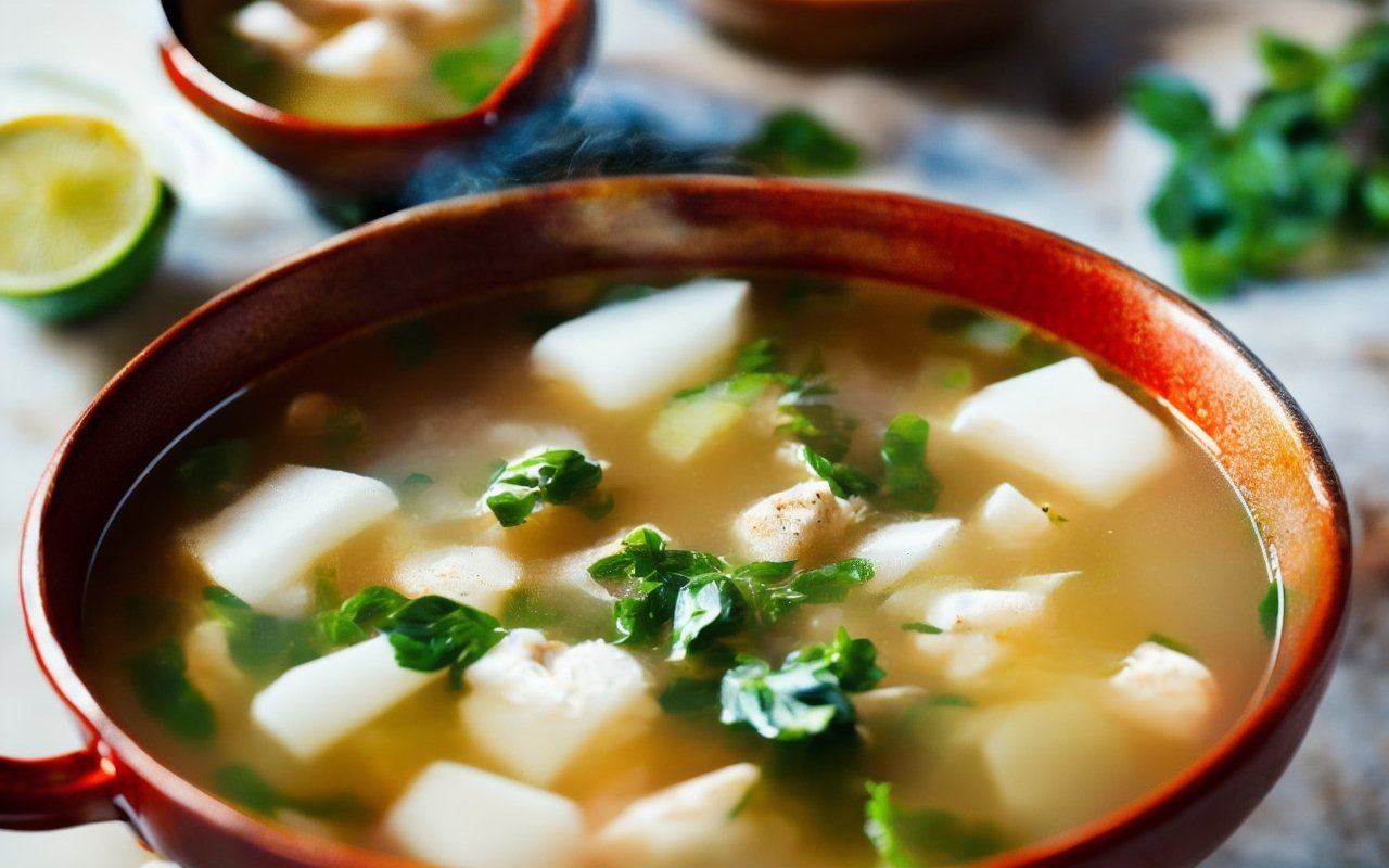 Ароматный бульон с лаймом и кориандром