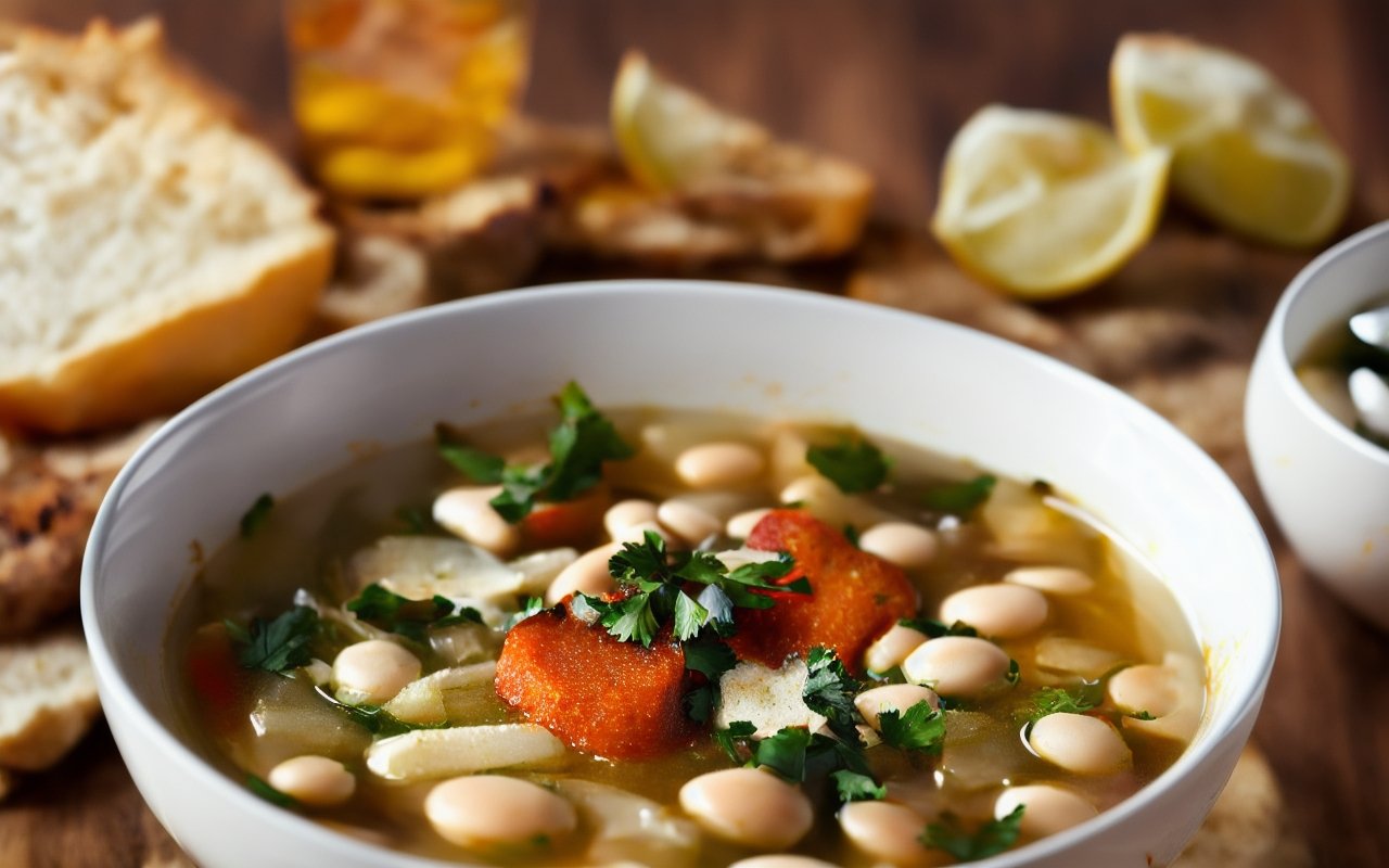 Греческий суп Фасолада (с белой фасолью)