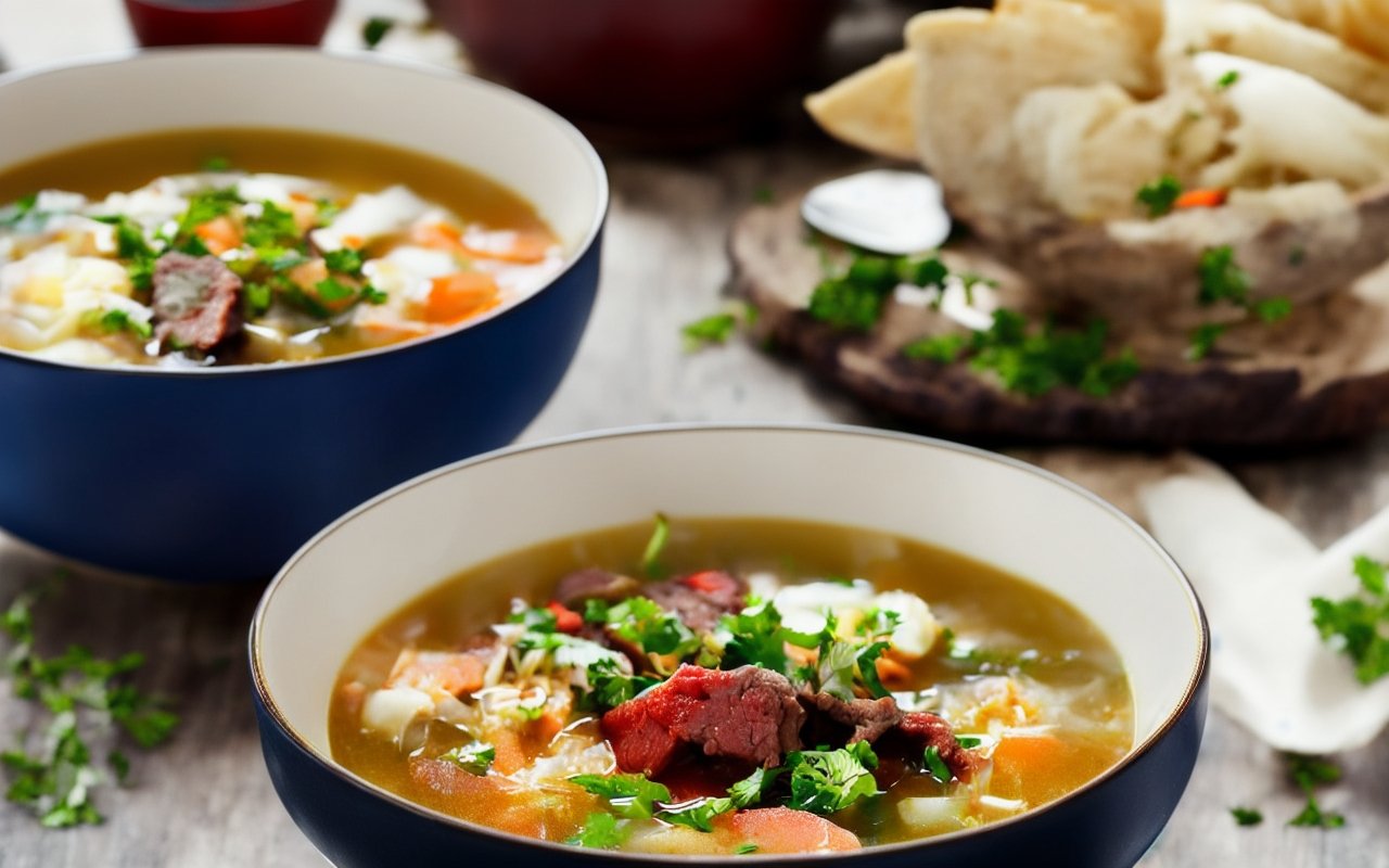 Густой суп с паприкой и говядиной