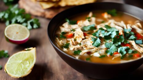 Мексиканский суп тортилья с курицей
