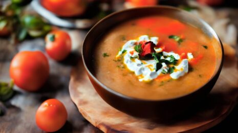 Освежающий томатный суп с огурцами и перцем