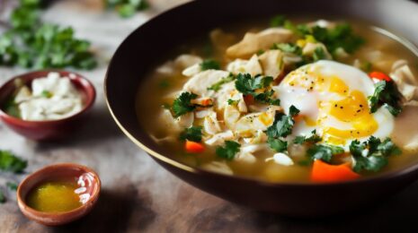 Острый суп с овощами и яйцом