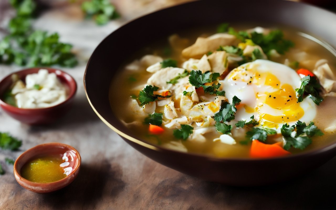Острый суп с овощами и яйцом