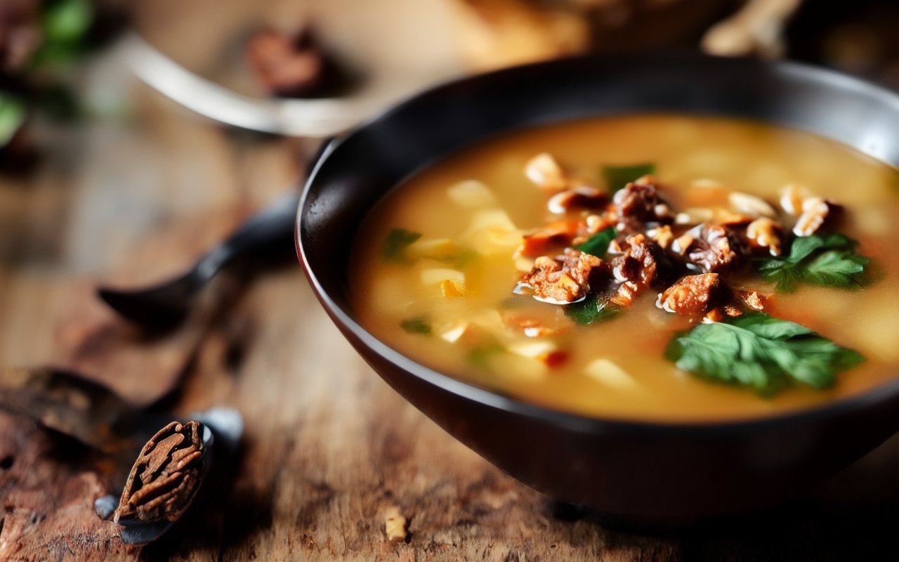 Пикантный вариант харчо с добавлением ореховой пасты