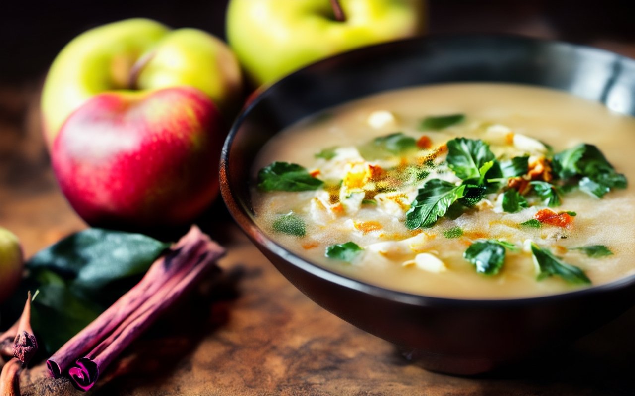 Рисовый суп с яблоками и корицей