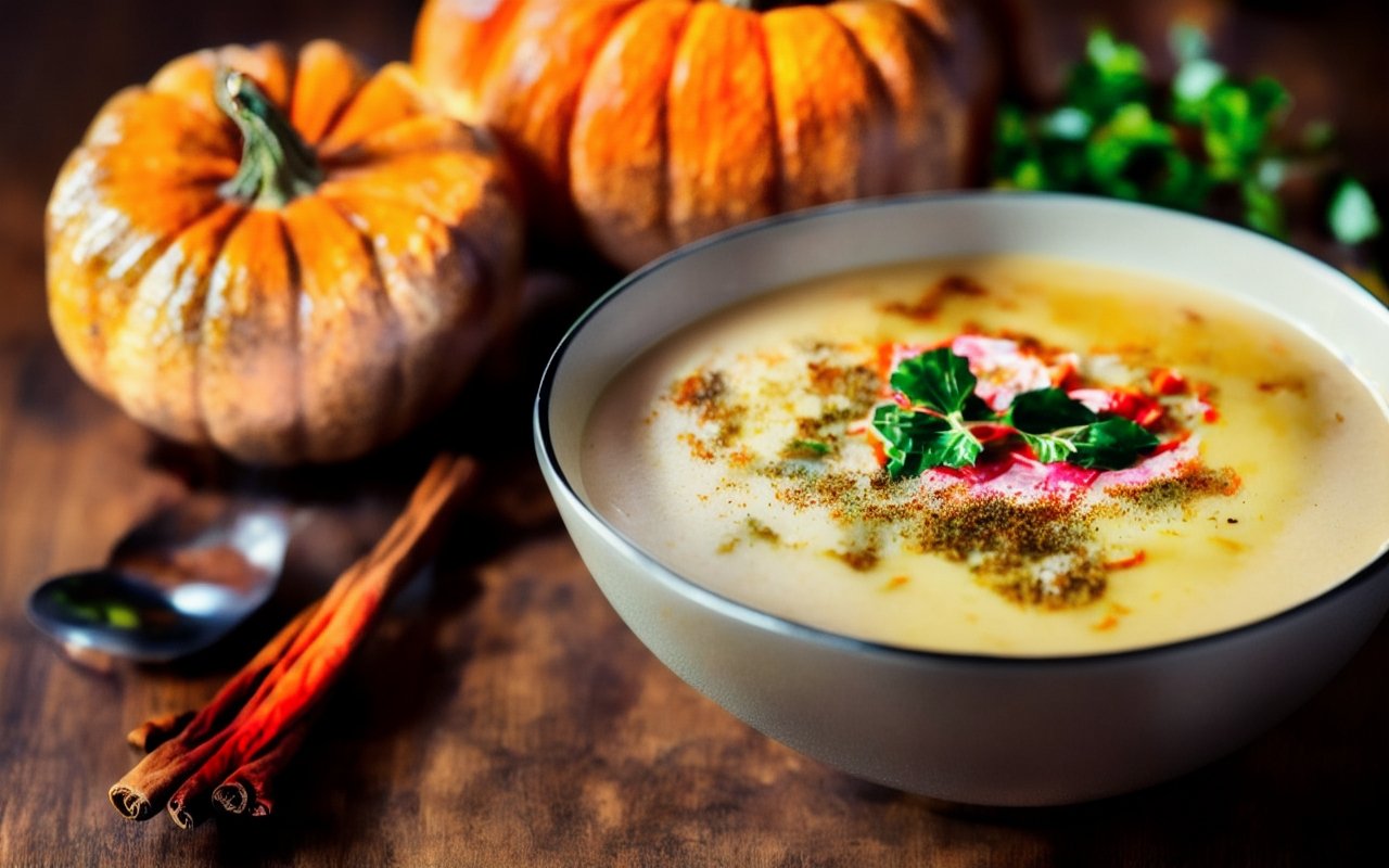 Сладкий тыквенный крем-суп с корицей