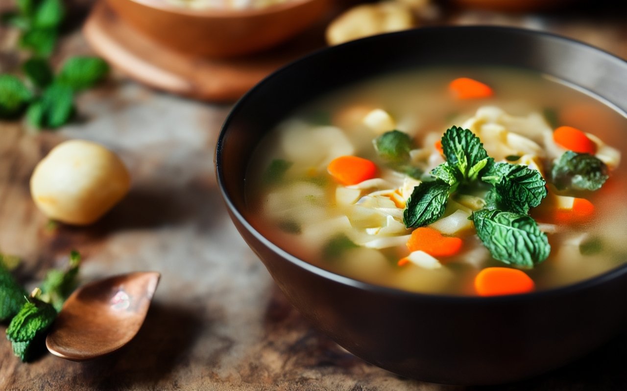 Согревающий суп с мятой и паприкой