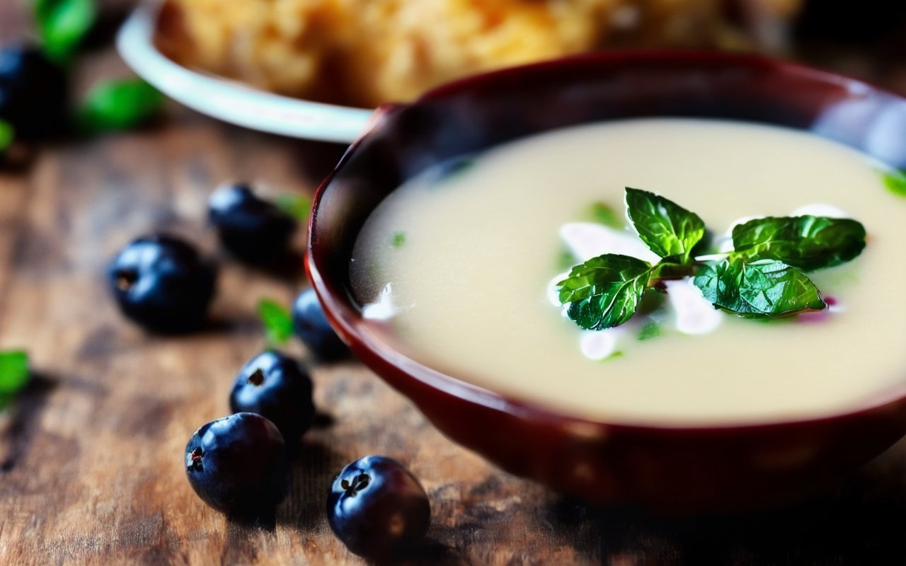 Суп из черной смородины с творожными клецками