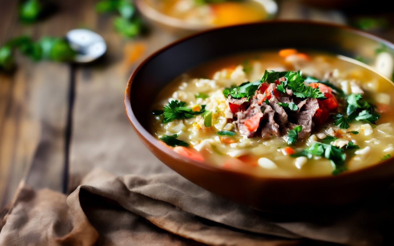 Суп с булгуром и бараниной