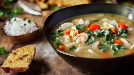 Суп с рисом и морепродуктами