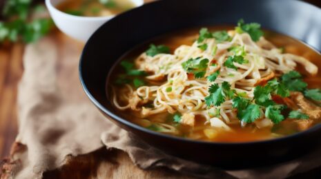 Суп с хрустящей лапшой и карри