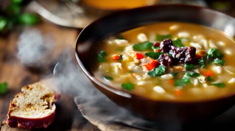 Суп с ячневой крупой и копченостями