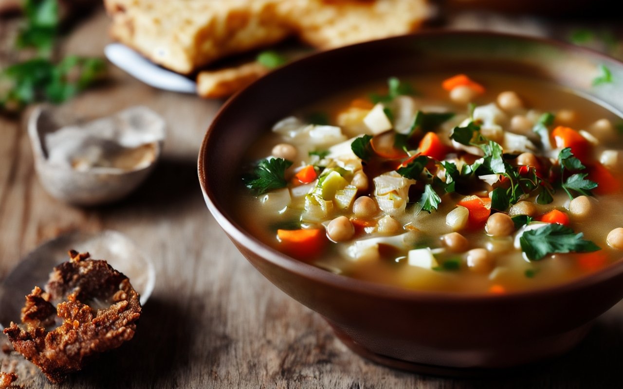 Сытный суп с нутом, бараниной и пряностями