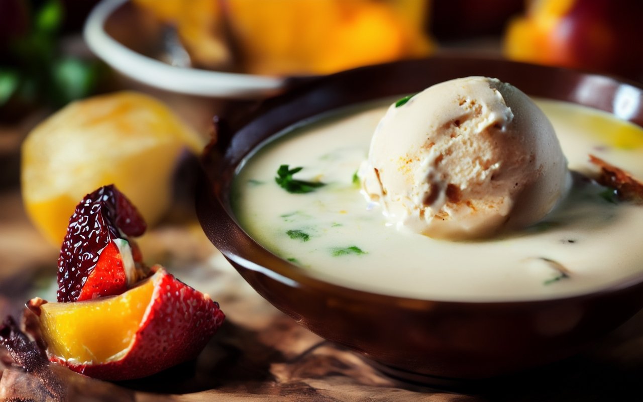 Фруктовый суп с пломбиром