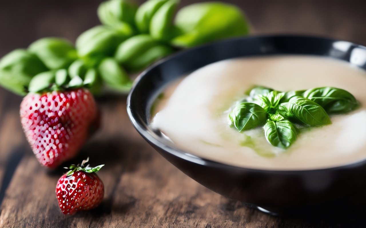 Холодный клубничный суп с базиликом