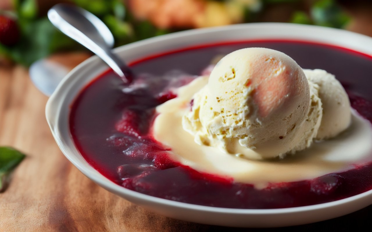 Ягодный суп с мороженным